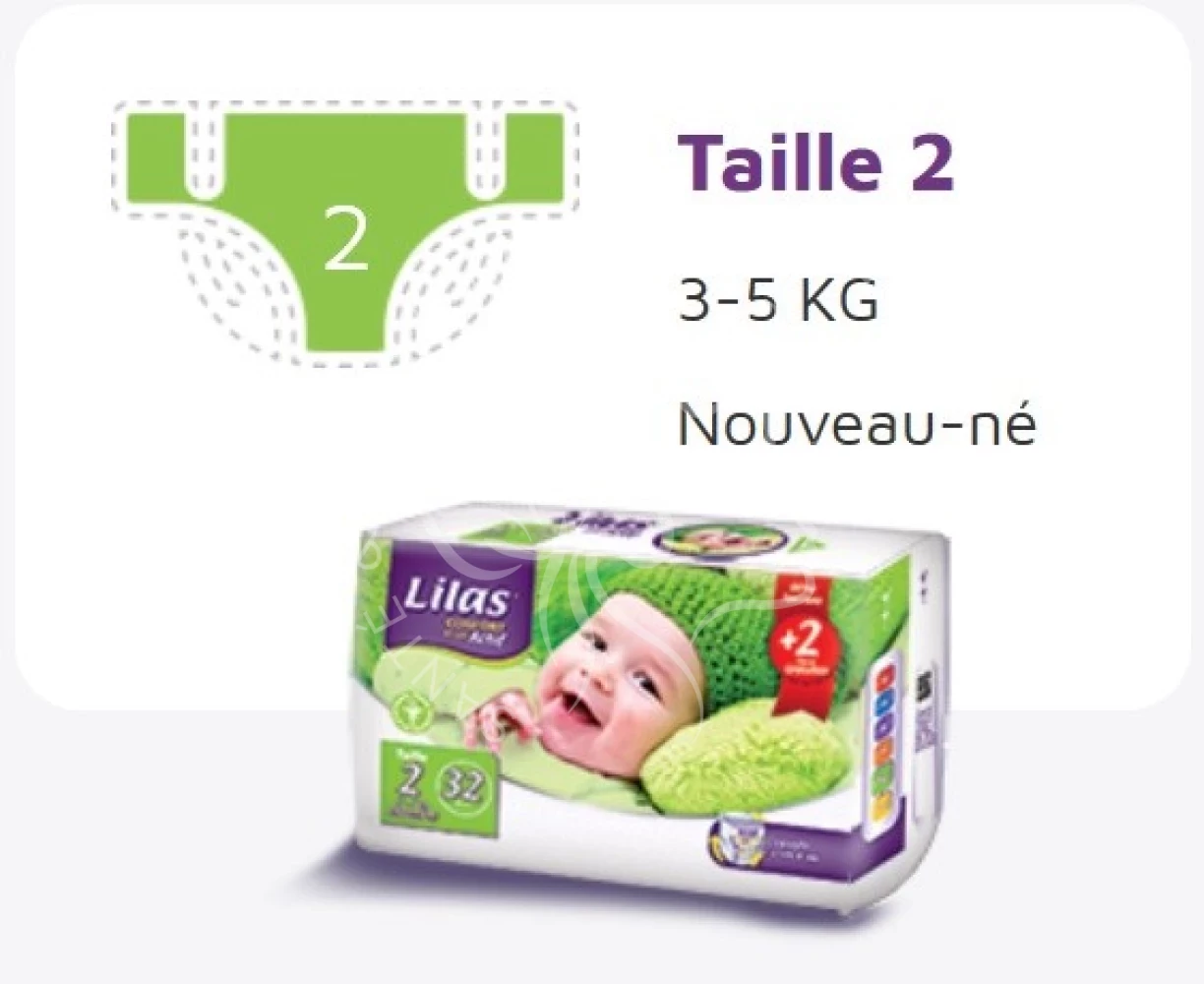 LILAS COUCHE BB TAILLE 2 ( 3/5 )