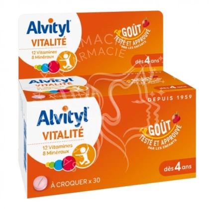 ALVITYL VITALITE A CROQUER GOUT FRAISE 30 COMPRIMES