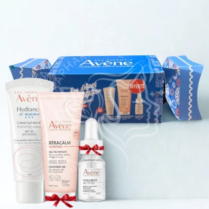 AVENE HYDRANCE CREME UV RICHE SPF30 40ML    AVENE XERACALM GEL NETTOYANT 100ml (OFFRET)  AVÈNE SÉRUM HYALURON ACTIV B3 10ML (OFFERT)
